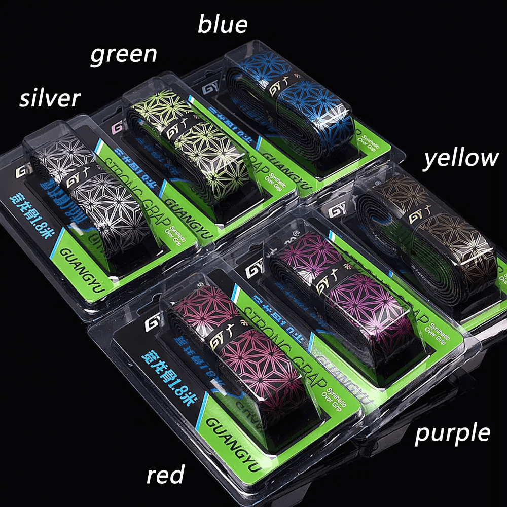 Colorful Anti-Slip Racket Grip Tape for Tennis Squash - SF3481 in green, blue, silver, yellow, red, purple packs